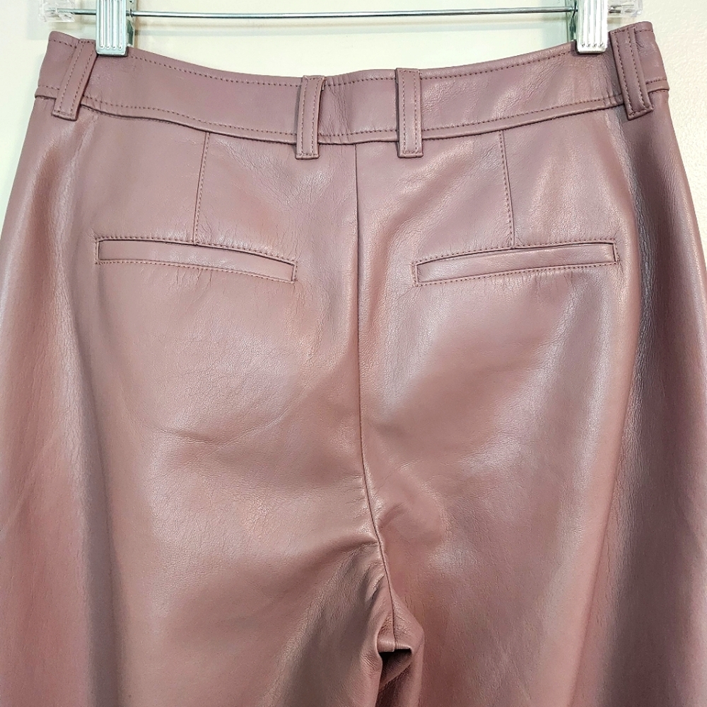 🌿 Aritzia Babaton Mauve Vegan Leather Wide Leg Pants, Size 6 ~ EUC - Picture 10 of 13
